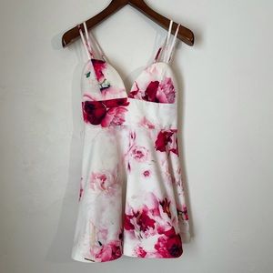 White Dress w/ Pink Floral Print